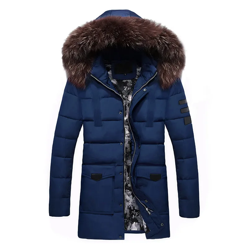MORCOE Men’s Winter Puffer Coat Casual Outerwear Thicken Parka Windproof Outdoor Jacket with Faux Fur Hood 