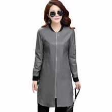 Большие размеры 5XL кожаные пальто для женщин новая кожаная куртка Женская Длинная тонкая женская кожаная одежда женская верхняя одежда QH0569