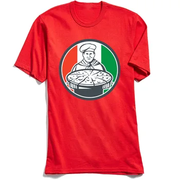 

Funny Tops & Tees Men Red T Shirt Italian Chef Tshirt Cook Serving Pizza Designer Party T-Shirt Top Quality Cotton Clothes XXXL