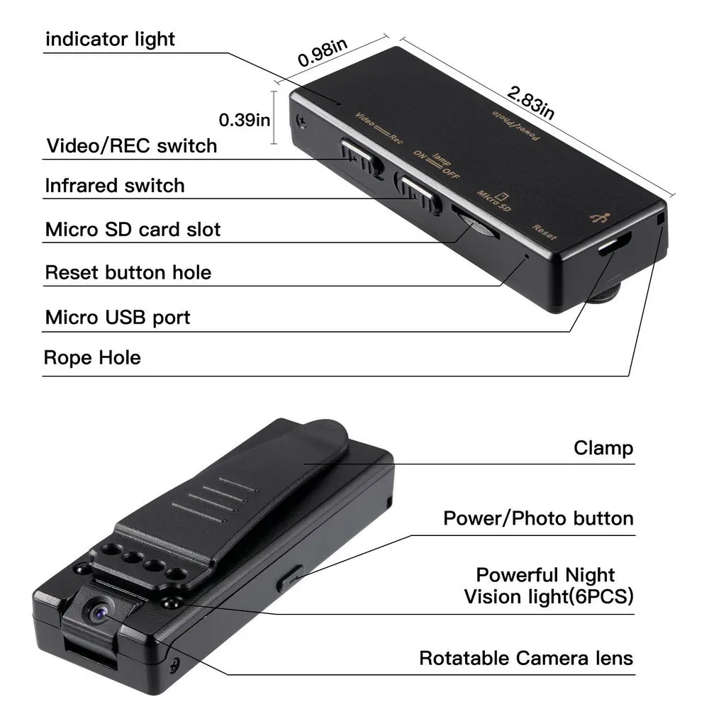 A7 мини видеокамера HD 1080P Спортивные диктофоны DV Cam инфракрасное ночное видение диктофон клип DVR маленькая камера для автомобиля sq11 sq13