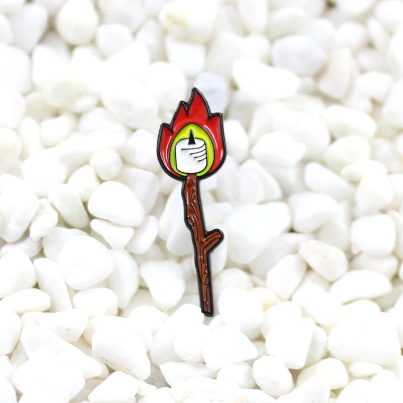 

Match shape Red flame candle Cartoon Enamel brooch Personality creative badge Denim backpack leather pin