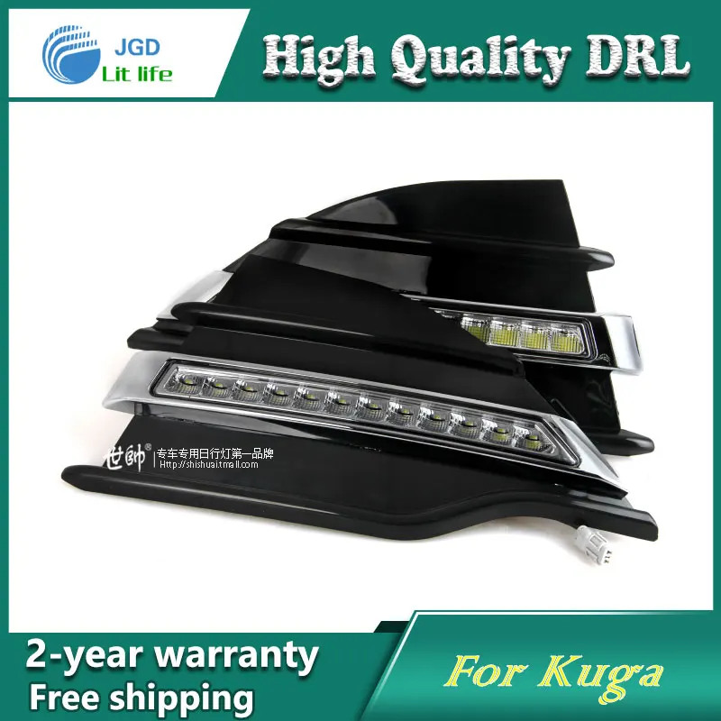 

Free shipping !12V 6000k LED DRL Daytime running light case for Ford Kuga 2013-2015 fog lamp frame Fog light Car styling