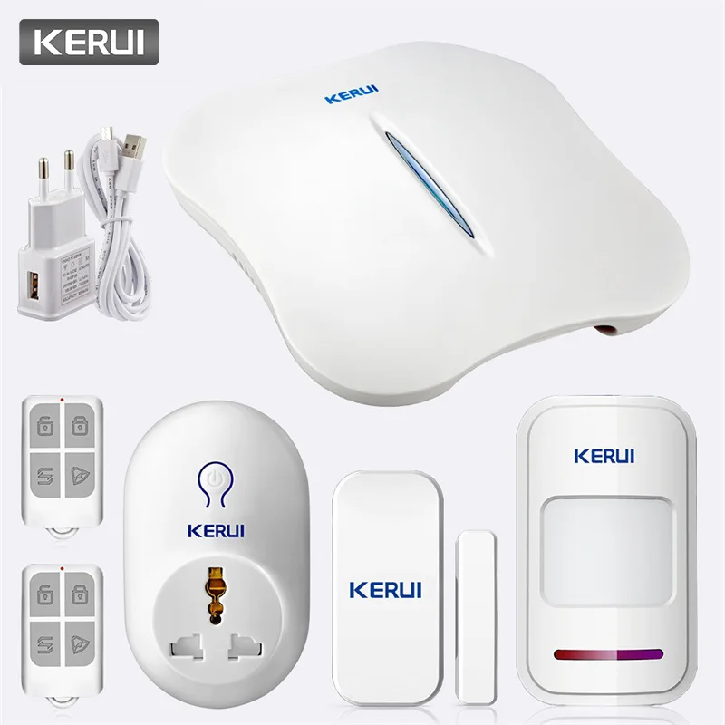 

KERUI Voice Prompt Wireless WiFi PSTN Home Security Linkage Alarm Anti-theft Alarm System APP Remote Control Call SMS Push Kit