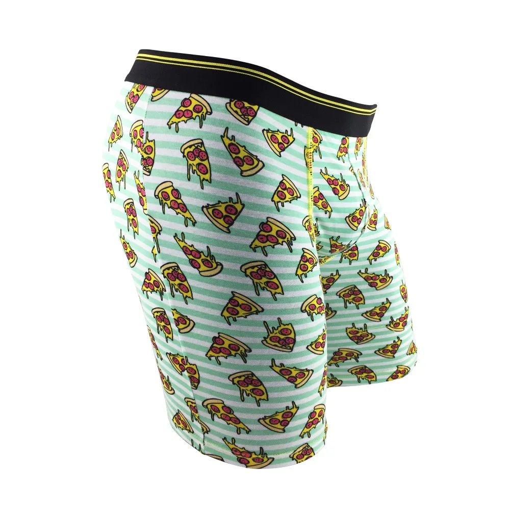 Cartoon Pizza Sexy Men's Cotton Boxer Shorts Breathable Long Leg Underpants Plus Size Homme Underwear Comfortable Soft 5XL | Мужская