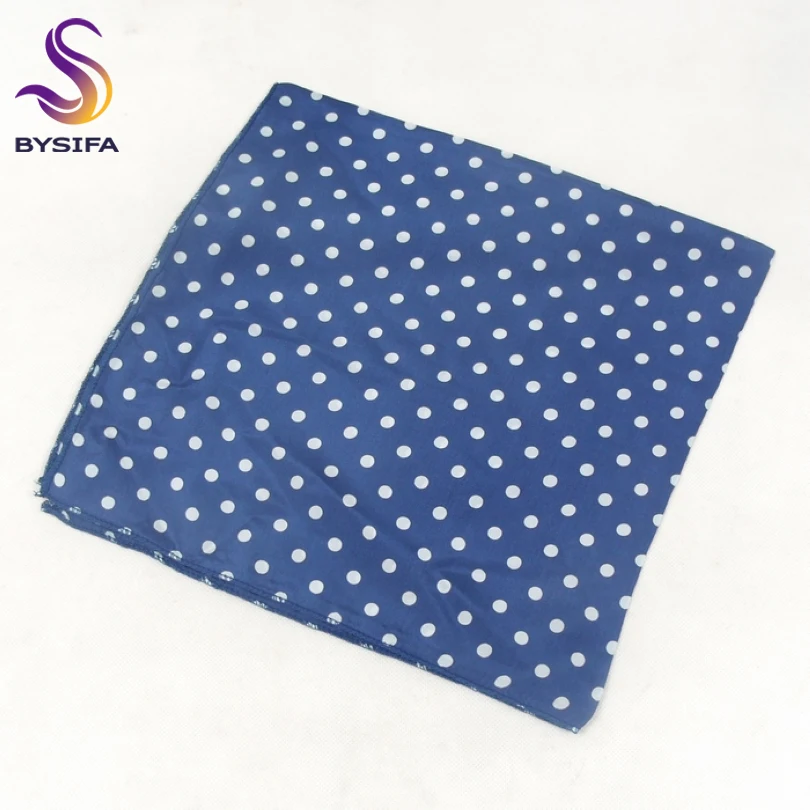 Ladies Womens Girls Fashion Scarf Navy and White Polka Dot Satin Stripe Design