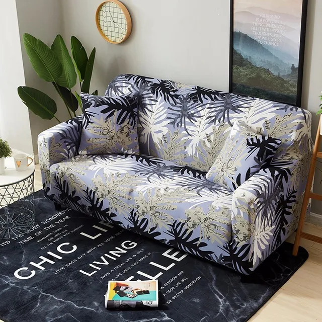Beautiful Tropical Leaves Printing Sofa Cover All inclusive Couch Cover for Different Shape Sofa