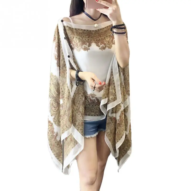 

Soft Comfortable Women Scarf Shawl Poncho Printed Sunscreen Scarf Sun Protection Shawl Beach Shawl Bikini Cover Up #3