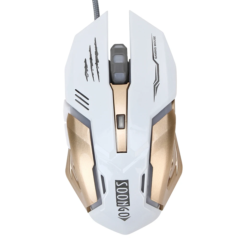  USB Optical Gaming Mouse 3200DPI Adjustable with 4 LED Breathing Light Pro Computer Mice for Laptop