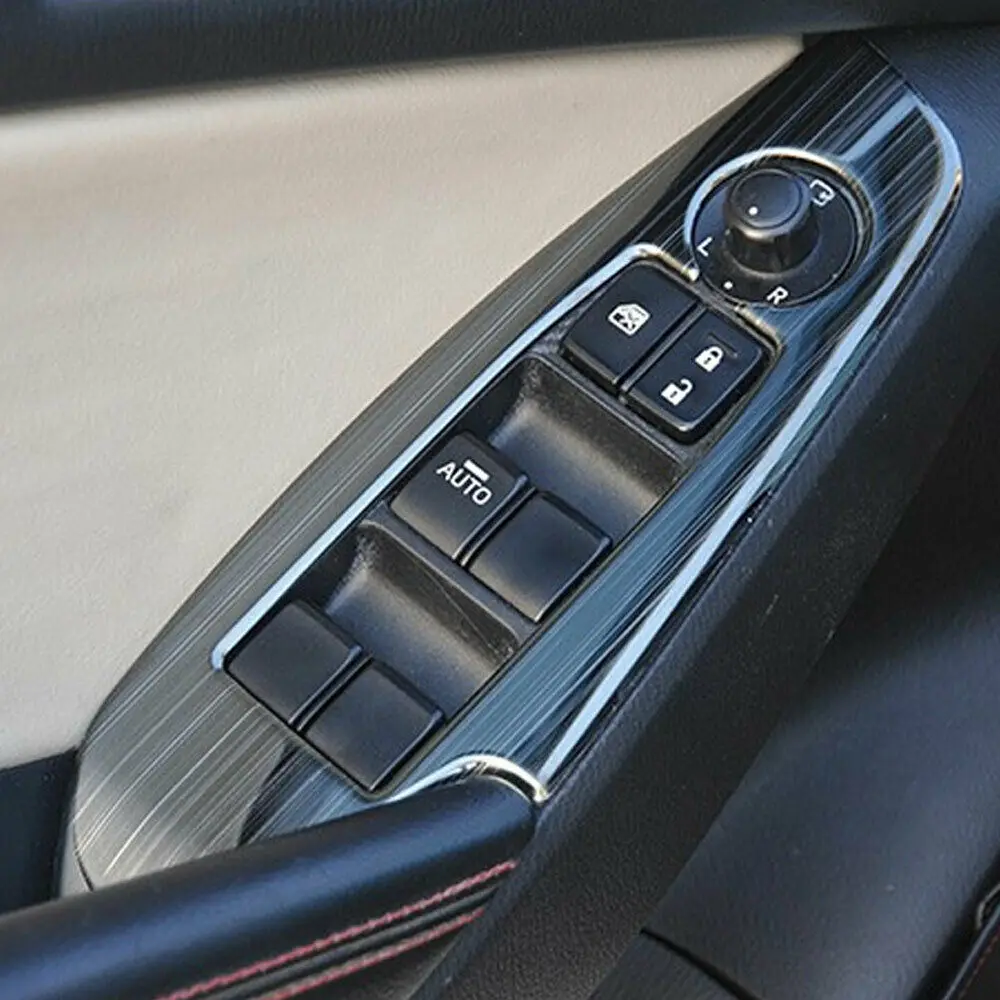 Barbacoa @ FUKA negro titanio puerta del coche ventana elevador ajuste botón cubierta ajuste para Mazda 3 Axela 2017 interior del coche partes de palo