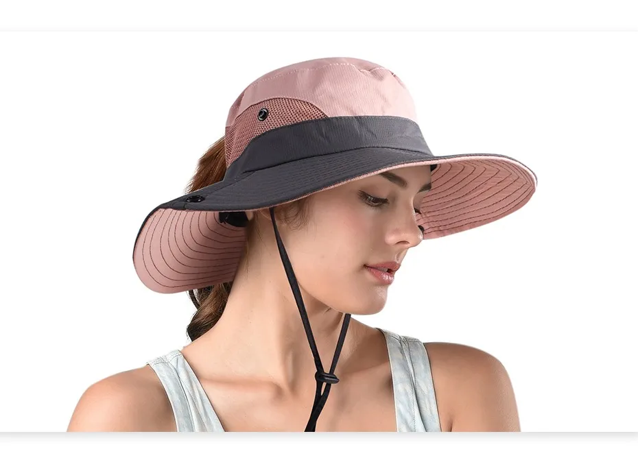 FURTALK Safari, солнцезащитные шляпы для женщин, летняя шляпа с широкими полями, защита от ультрафиолета, защита от ультрафиолета, конский хвост, для рыбалки, пеших прогулок, женская шапка