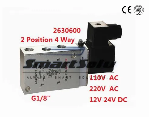 

Free Shipping 4/2 way 4 Inner Guide Pneumatic Solenoid Valve 2630600 DC12V,DC24V,AC110V or AC220V