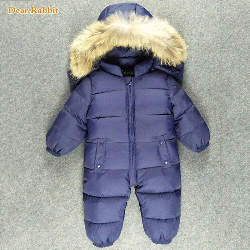 Newborn Baby coat Snowsuit Natural Fur Hooded Infant Boys Girls Winter