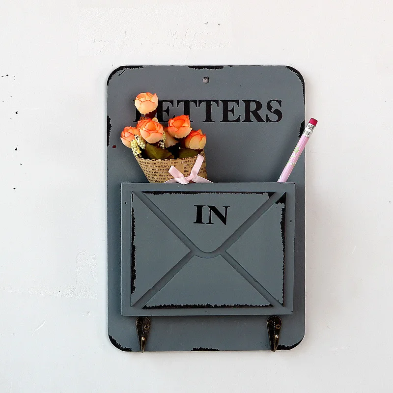 

Wooden Wall Storage Hook Vintage Wooden Letter Holder Box Hanger Letter Rack Holder With Key Decorative Wall Shelves Organizador
