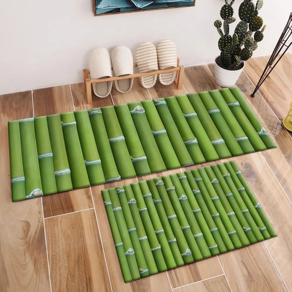 

Green Bamboo Crystal Velvet Area Rug And Carpet For Kids Baby Home Living Room Zen Cushion Bedroom kitchen Door Floor Bath Mats