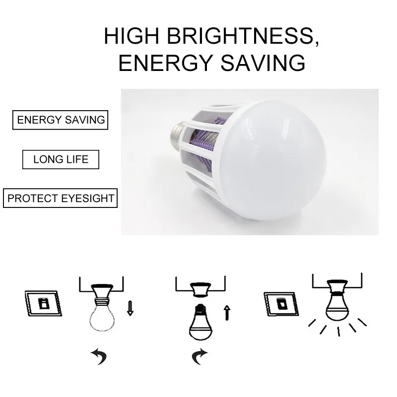 1 шт. E27 светодиодный комаров убийца светодиодная лампочка для Внутреннее освещение Жук Zapper ловушка лампа насекомые средство от комаров свет