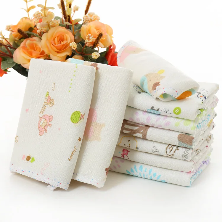 

Cartoon Cotton Gauze kids Baby Infant Face Hand Bathing Towel Bibs 26*26cm Square Towels Handkerchief kitchen bathroom towel