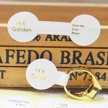 100 Uds 999 etiquetas de anillo de papel de oro DIy hechas a mano 14 k/18 k papel de oro doblado etiquetas de anillo Vintage kraft Thank you ring lables 2*5,8 cm