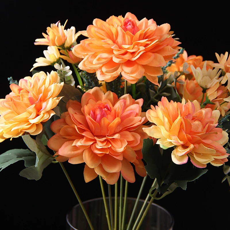 JAROWN Simulation Marigold Wedding Shooting Props Home Fake Flowers Decor Living Room Furnishings Decor Artificial Silk Flower (18)