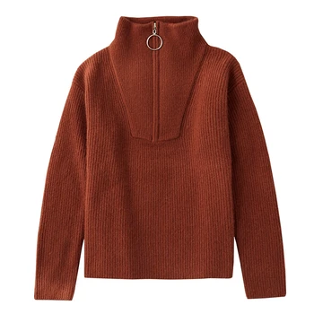 

Thick Cashmere Sweater Women's High Collar Pullover Half Zipper Warm Sweater Pure Cashmere Sweater Soft Female knitting Sweaters
