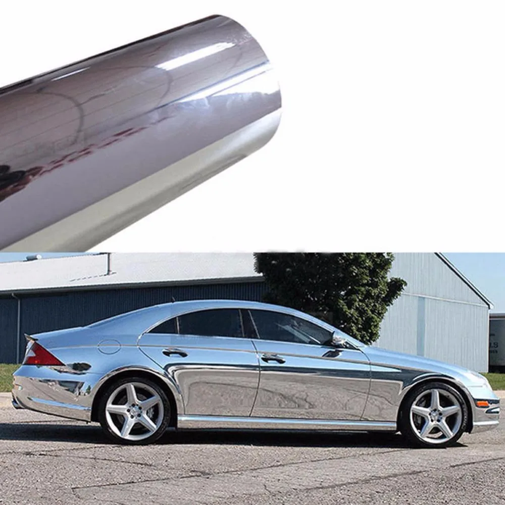 

152cm x 15cm Car Electro Coating Fiber Chrome Vinyl Film Silver Wrap Stickers Self-Adhesive Decal Auto Styling Motorcycle