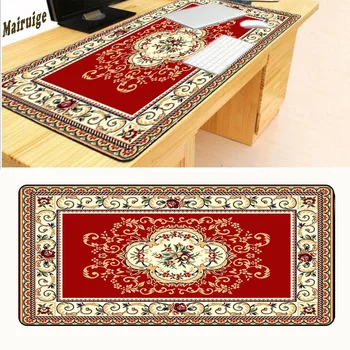 

Mairuige 900*400*3 Large Red Persian Rug Mat Mousepad Retro Style Carpet Pattern Overlock Mouse Pad Red Free Shipping