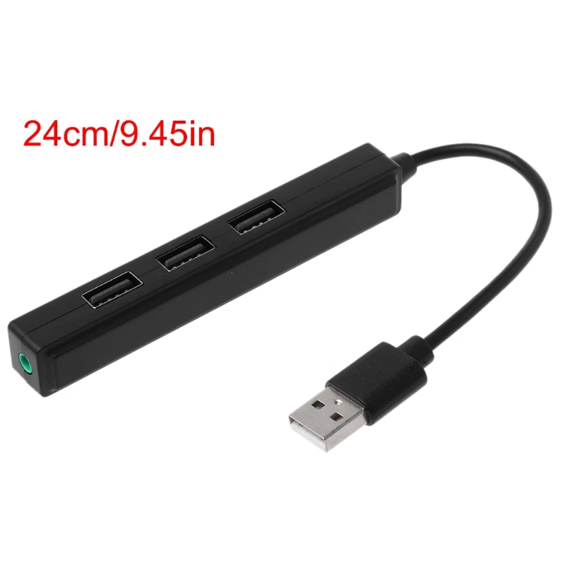 

USB 2.0 3 Ports Hub With 3.5mm Sound Card Audio Output for PC Laptop Mac Windows