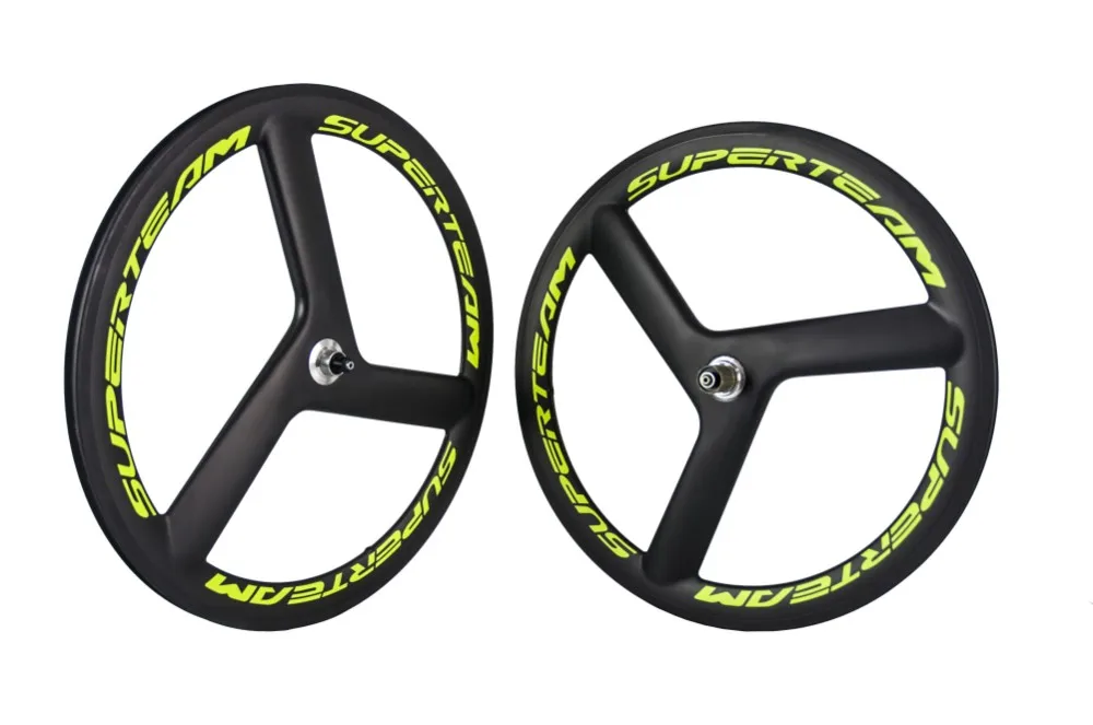 Flash Deal Hot sale! aero 700c 3spoke wheels carbon 56mm clincher fixed gear tri spokes road bicycle wheel 1