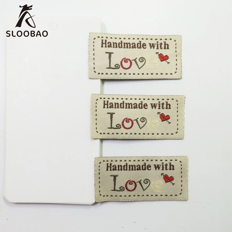 

Free shipping stock handmade labels for clothing/bags/hats/gifts main label woven bids label