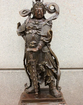

26'' China Folk Door God Guardian Weituo Bodhisattva Warrior Bronze Statue