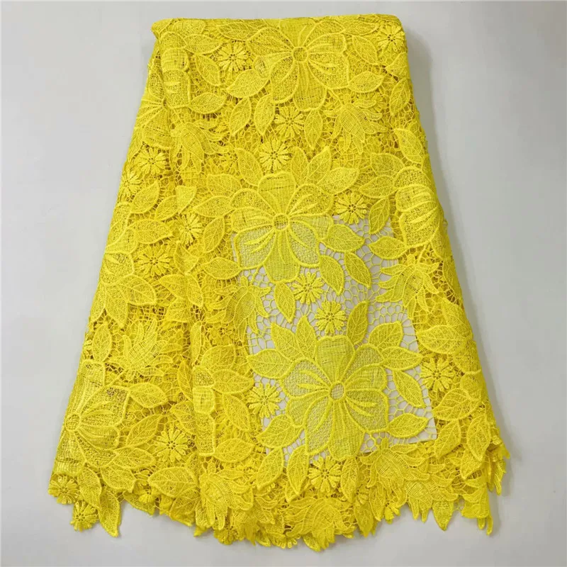 

Plain Yellow Flower Embroidery Cord Lace African Guipure Lace Yellow High Quality Lace Nigerian Lace Fabrics for Wedding X1376