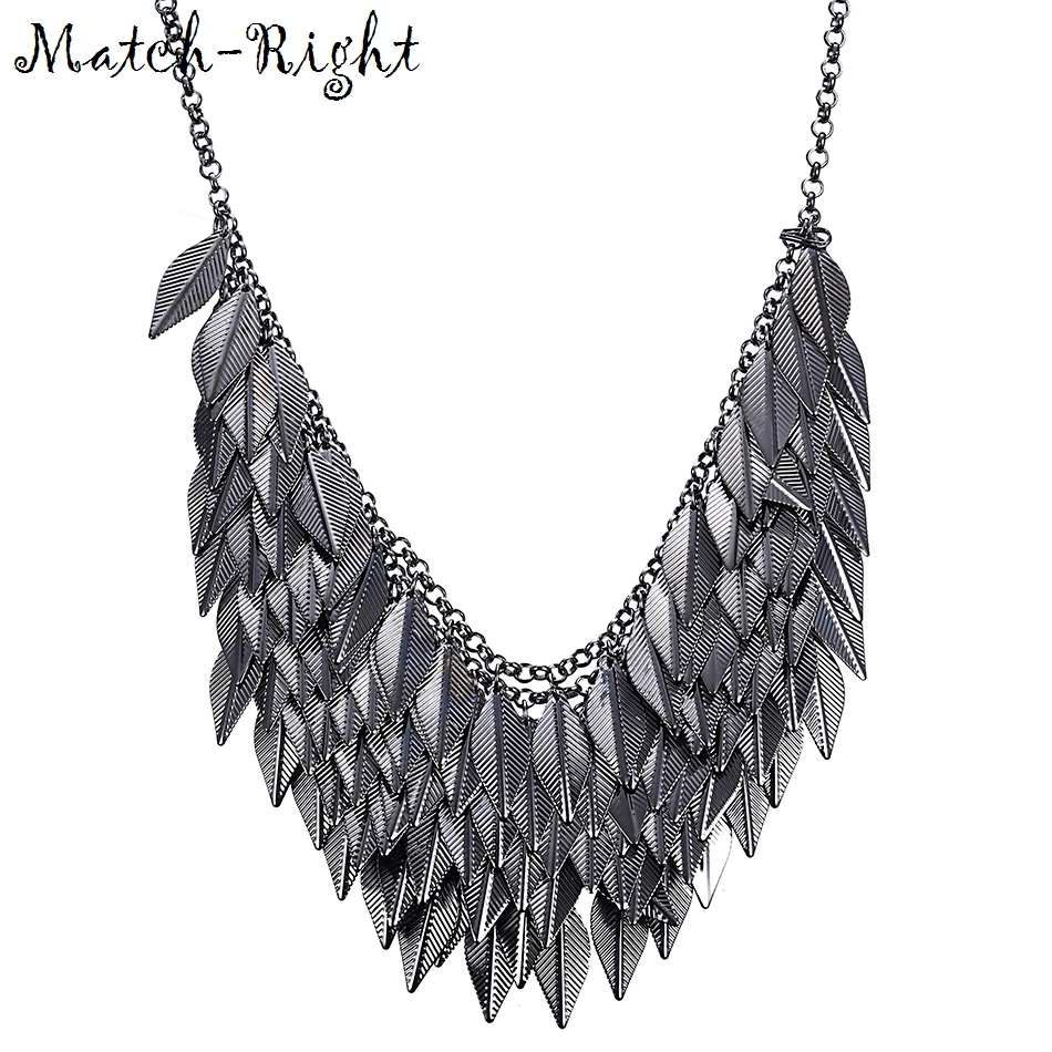 

Match-Right Women Multi Layer Maxi Necklaces & Pendants Statement Necklace With Metal Leaf Pendant for Women Accessory SP036