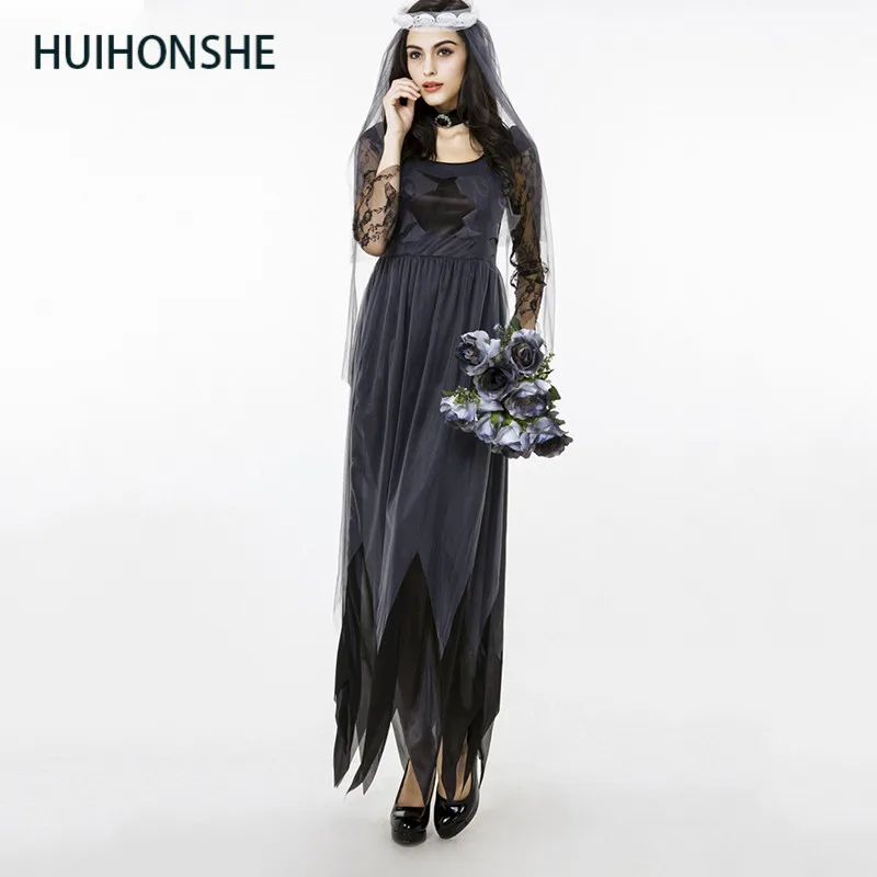 HUIHONSHE Хэллоуин косплей Цветочная фея вампир, призрак, невеста одежда дьявола женский тематический костюм Тыква DS Performers одежда