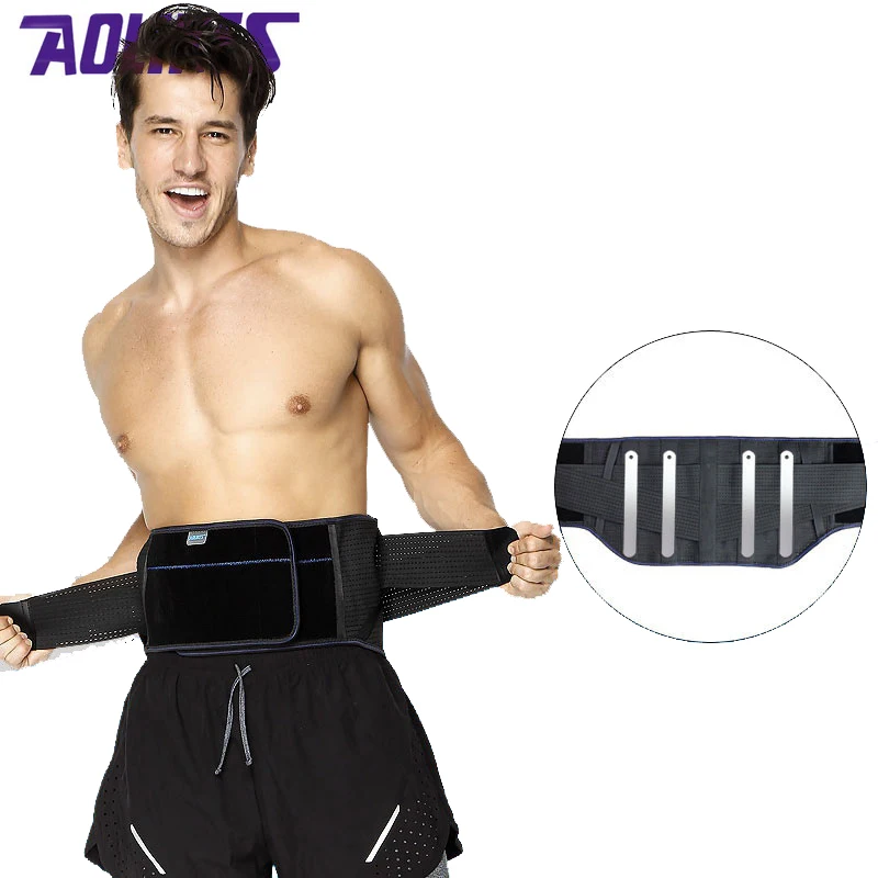 

AOLIKES 1 Pcs Waist Bodybuilding Sports Pressurized Belt Steel Supporting Lumbar Spine Support Back Pain Strain Gym Men Women