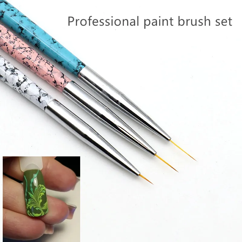  3pcs Fine Professional Paint Brush Set Liner Pens Metal Handle Polish Painting Drawing Kolinsky Nai