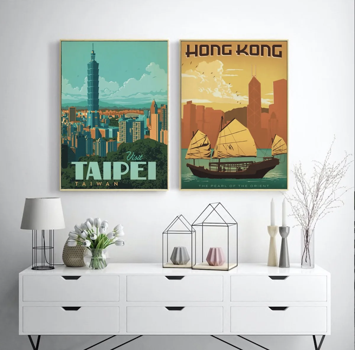 

Visit Taipei Taiwan and Hongkong The Pearl of the Orient Art Living Room Poster Canvas Painting Wall Art Home Sticker Decor Gift