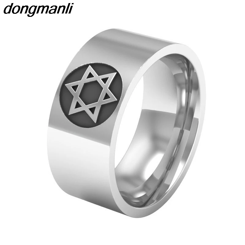 

P775 Dongmanli stainless steel star of david ring men high quality fashion jewelry for titanium steel ring