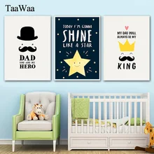 TAAWAA King Star Cartoon Poster and Print Quote Nordic Abstract Canvas Painting Wall Art Picture Home Decoration Kids Room