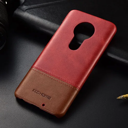 Чехол для Motorola Moto G7 KEZiHOME, роскошный хит цвета, натуральная кожа, твердая задняя крышка, Капа для Moto G7, чехол для телефона s - Цвет: red