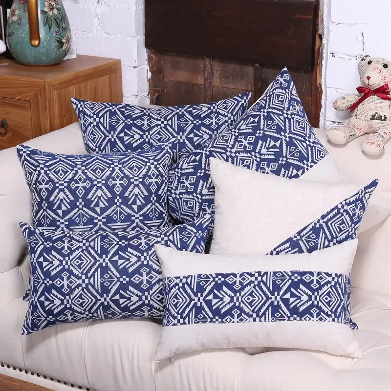 Льняная Печать Лоскутная традиционная китайская синяя белая фарфоровая