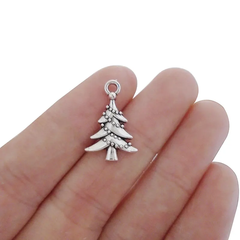 

30x Tibetan Silver Christmas Tree Charms Pendants Beads for Bracelet Jewelry Making Findings 21x14mm