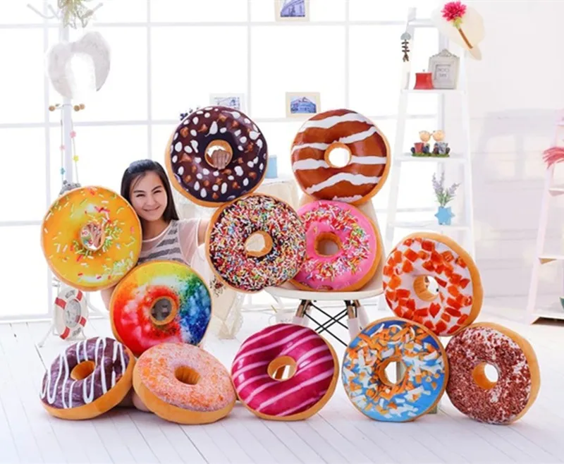 40cm Funny Chocolate Donut Sofa Seat Cushion Christmas Donuts Pillow Xmas Kid Present Toy PP Cotton Filling Hand Rests Car Mats