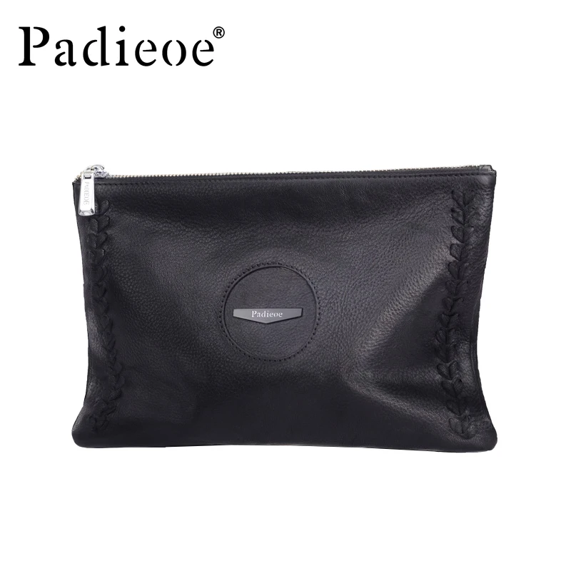 

Padieoe Designer Genuine Leather Purse Men Brand Money Wallet Real Cow Leather Card Phone Holder Organizer for Male Clutch Bag