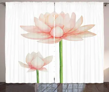 

Yoga Curtains Pastel Colored Blooming Lotus Flower Romantic Fresh Garden Plant Spa Theme Living Room Bedroom Window Drapes