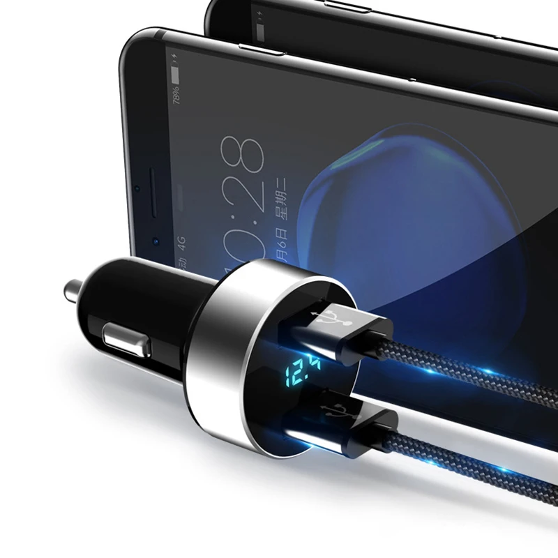 4.8A 5V двойной зарядное устройство USB с светодиодный дисплей универсальный телефон автомобильное зарядное устройство для Xiaomi samsung S8 iPhone X 8 Plus планшет