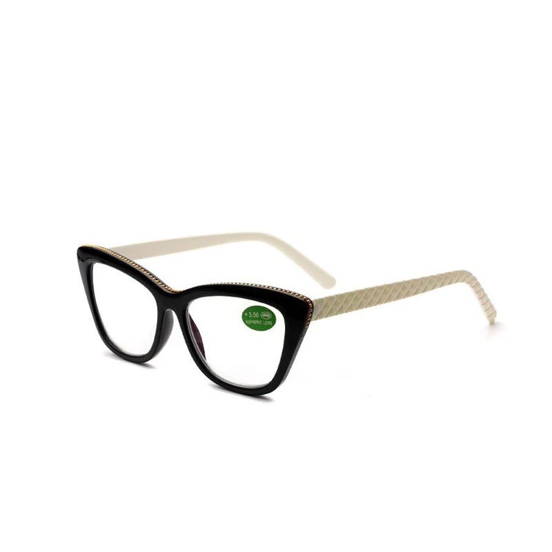 Zilead женские очки для чтения «кошачий глаз» квадратная Большая рама прозрачные линзы дальнозоркости очки для женщин с диоптрией+ 1.0to+ 3,5 - Цвет оправы: black white