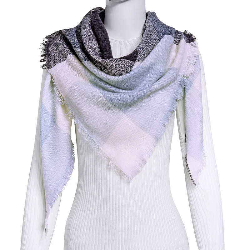 C1 Evrfelan Fashion Warm Women's Scarf High Quality Winter Scarves Female Neck Wear Plaid bufanda Triangle Shape Scarf Wholesale - Цвет: C1
