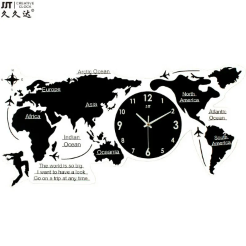 

European world map wall Silent Clock on The Wall Nordic Simple Acrylic 3D Wall Clock Creative World Map Clock for Living Room