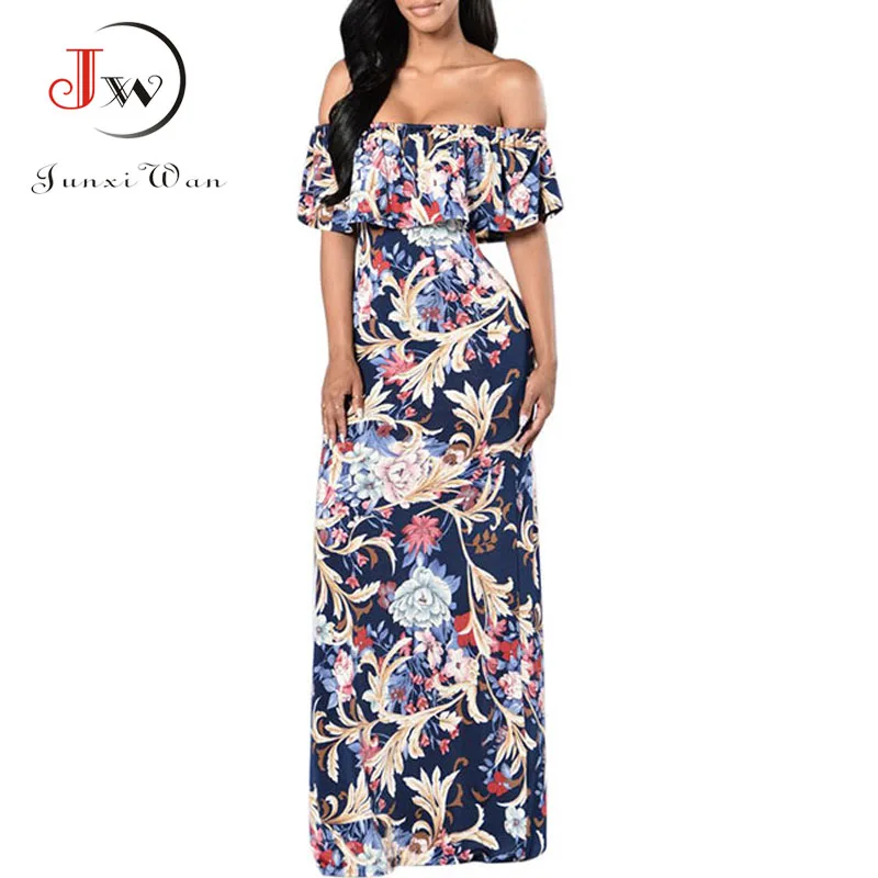 ruffled floral maxi dress