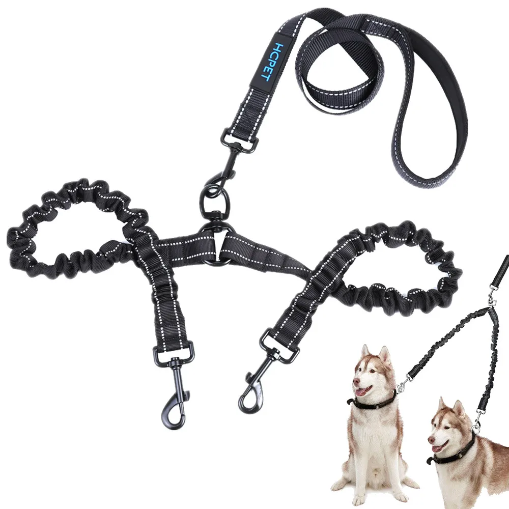 Double Dog Leash Braided Tangle Dual Nylon Leash Coupler For Training