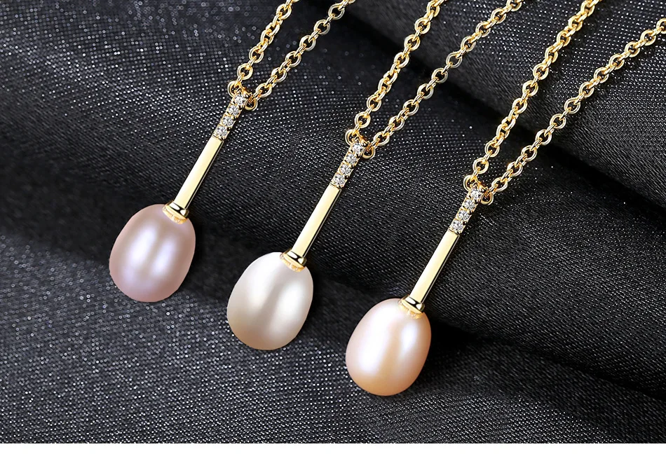 

S925 sterling silver necklace female natural freshwater pearl zircon pendant fashion accessories HBM02